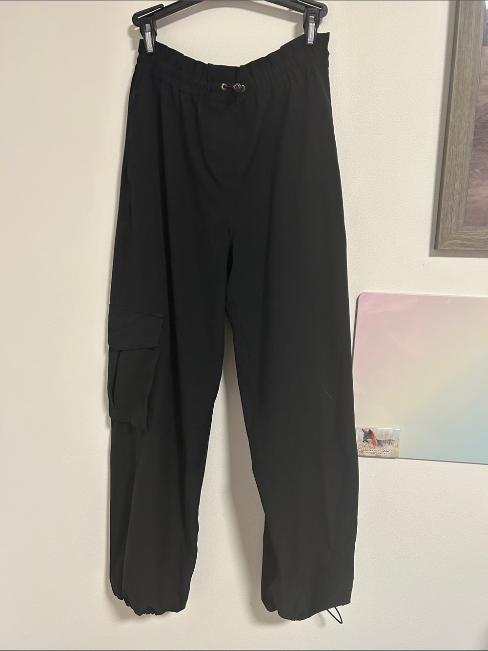 SPANX Black Cargo Joggers with Drawstring Waist and Cuffs S